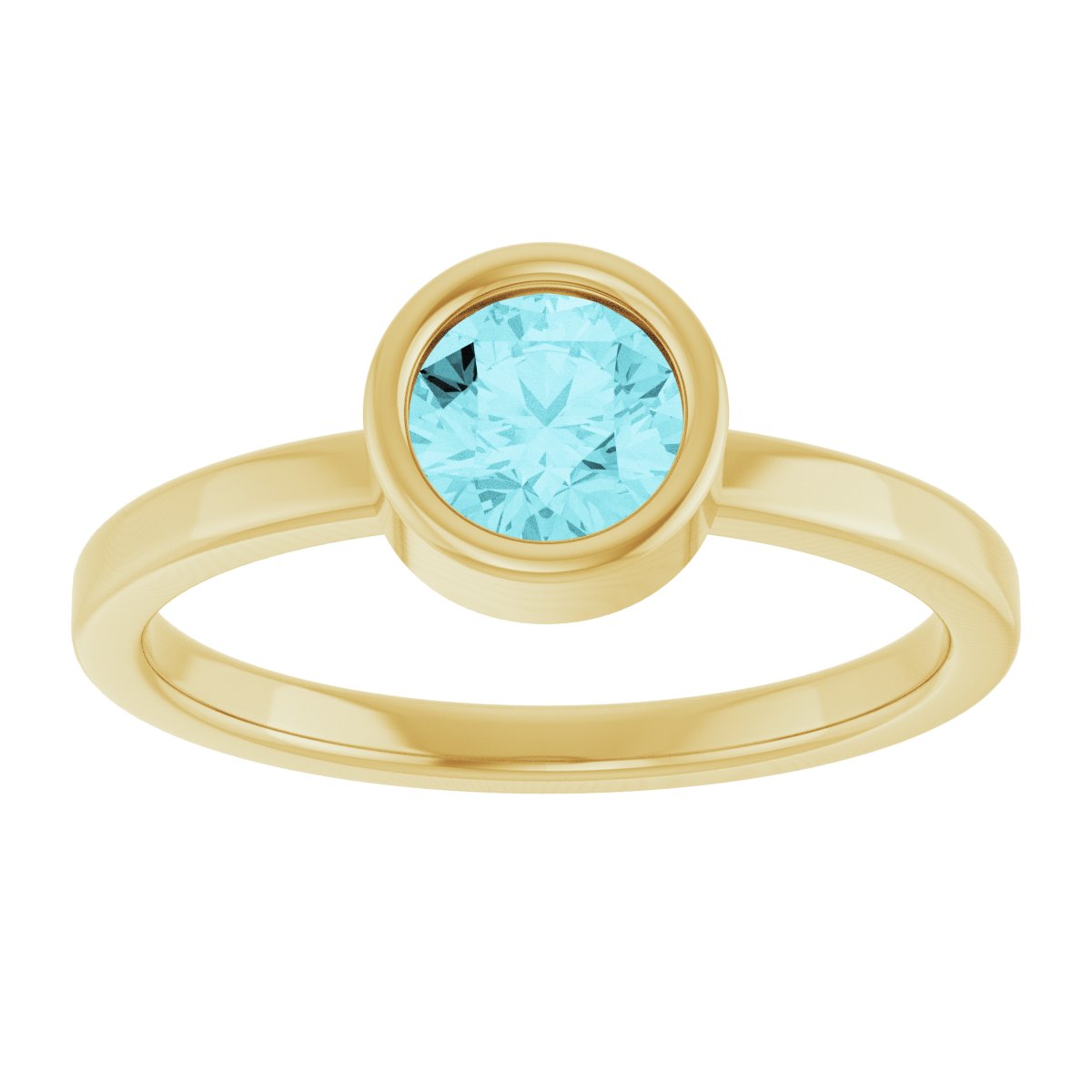 Bezel-Set Solitaire Ring - Natural Blue Zircon