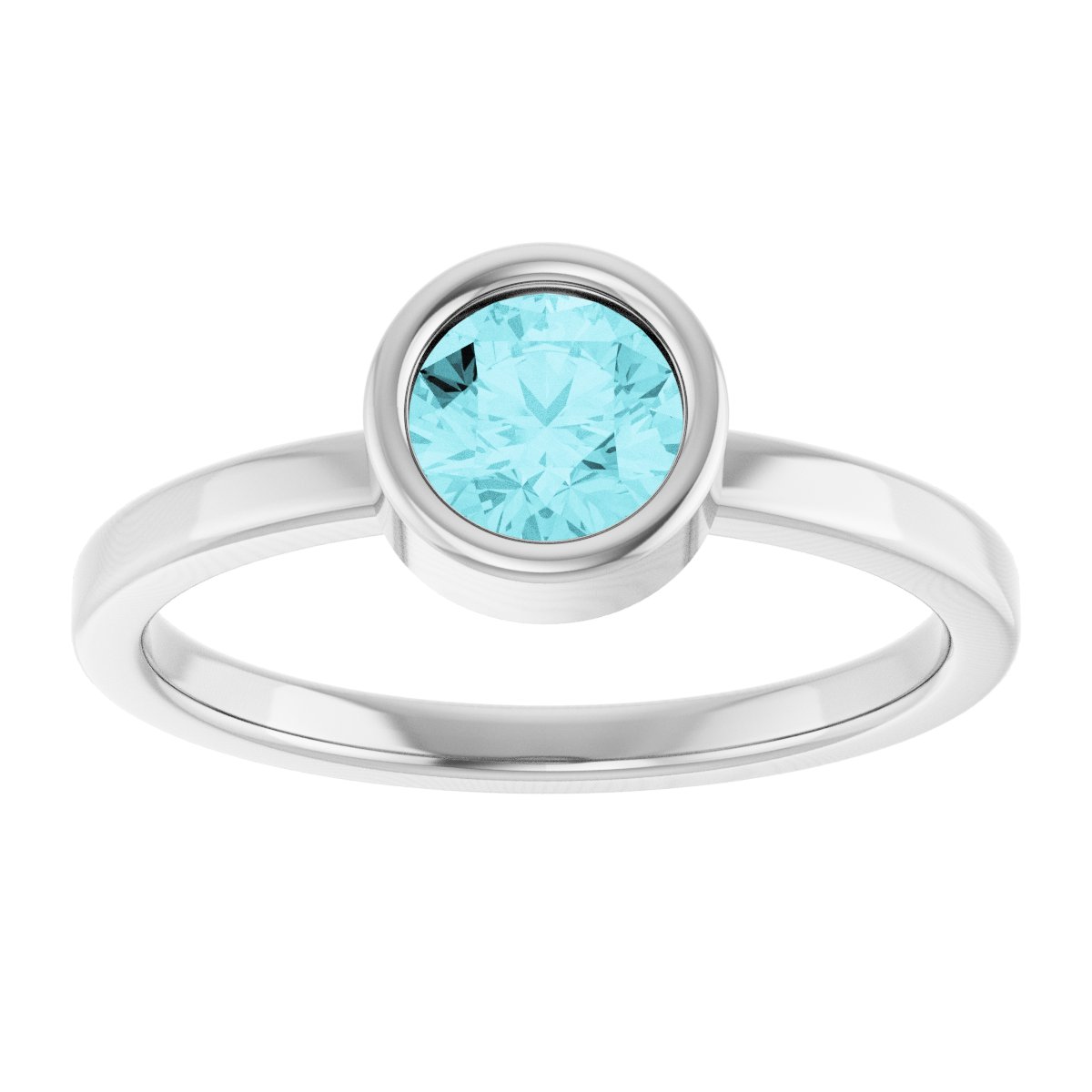 Bezel-Set Solitaire Ring - Natural Blue Zircon