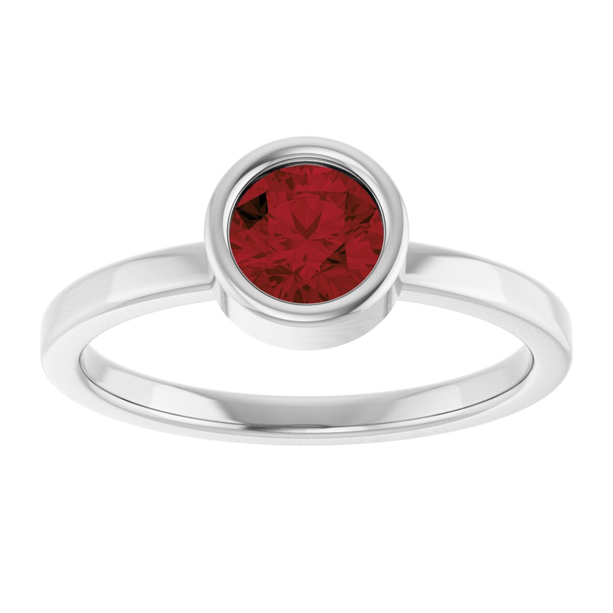 Bezel-Set Natural Garnet Solitaire Ring