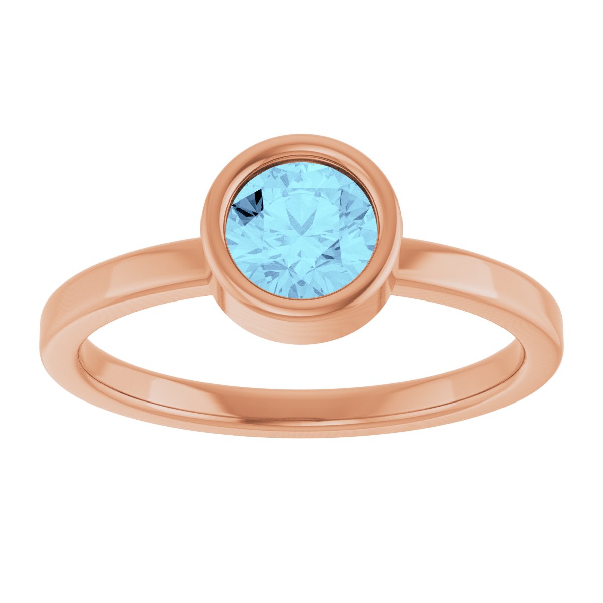 Bezel-Set Solitaire Ring -  Natural Aquamarine