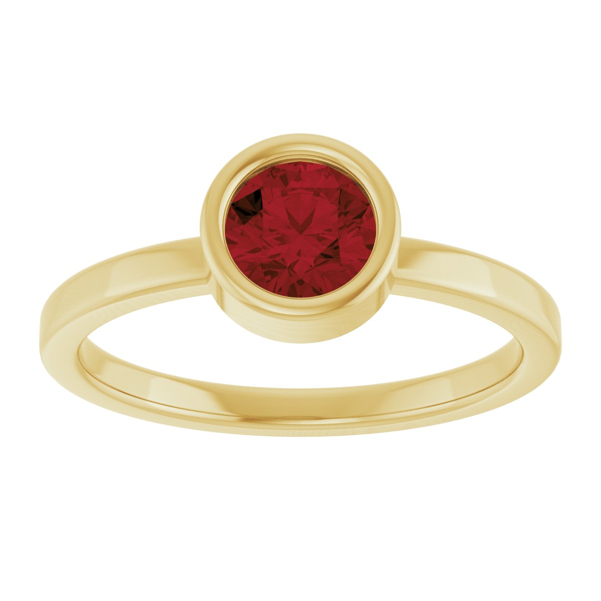 Bezel-Set Natural Garnet Solitaire Ring