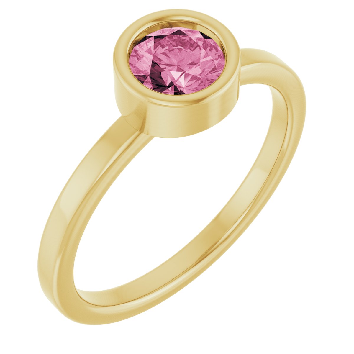 Bezel-Set Pink Tourmaline Ring
