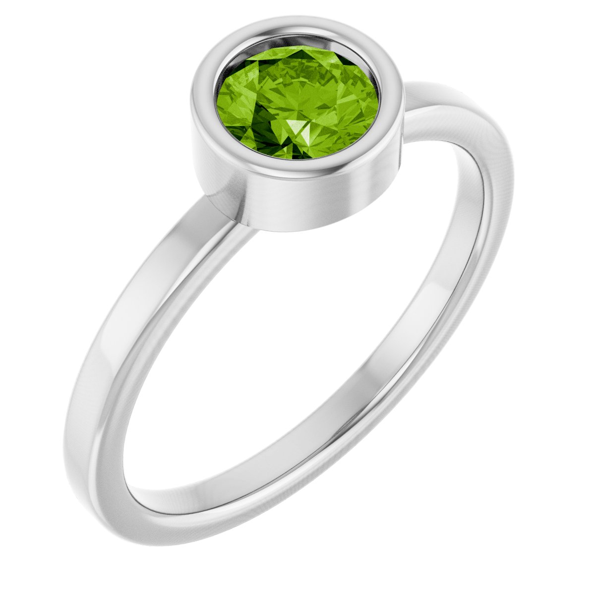 Bezel-Set Solitaire Ring -  Natural Peridot