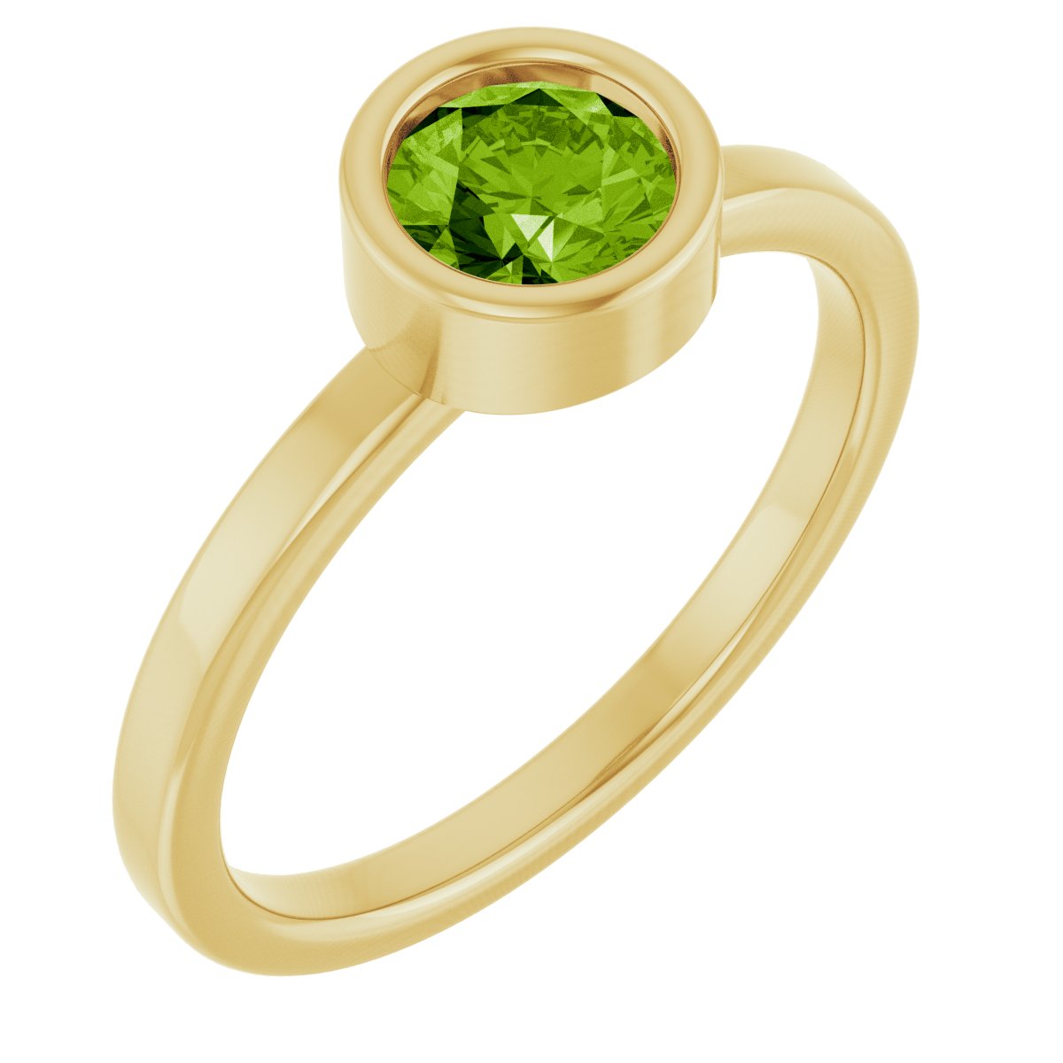Bezel-Set Solitaire Ring -  Natural Peridot