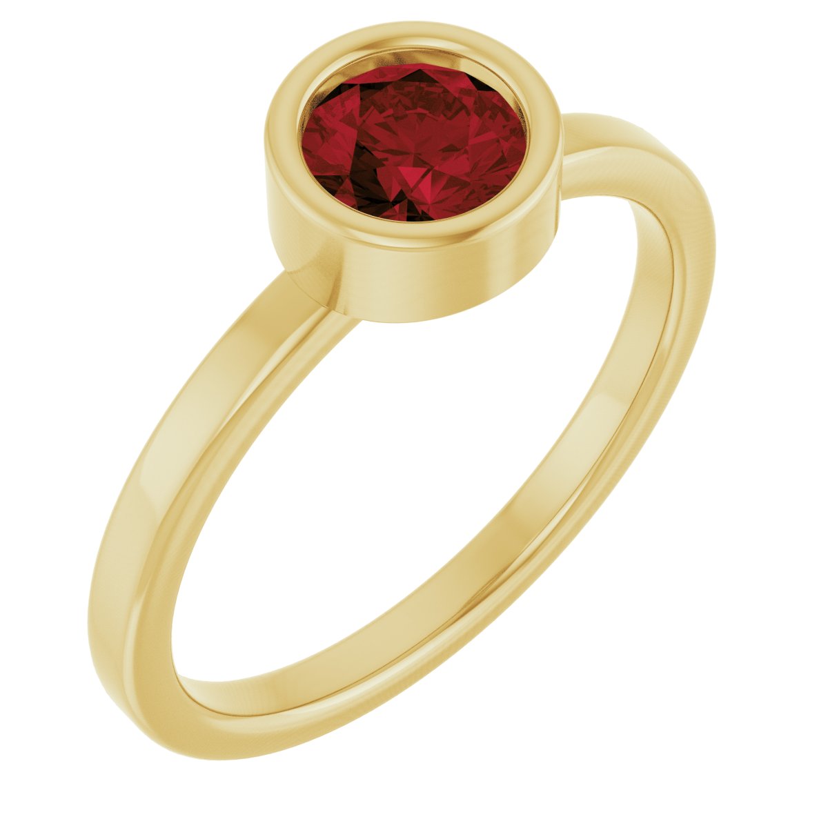 Bezel-Set Natural Garnet Solitaire Ring