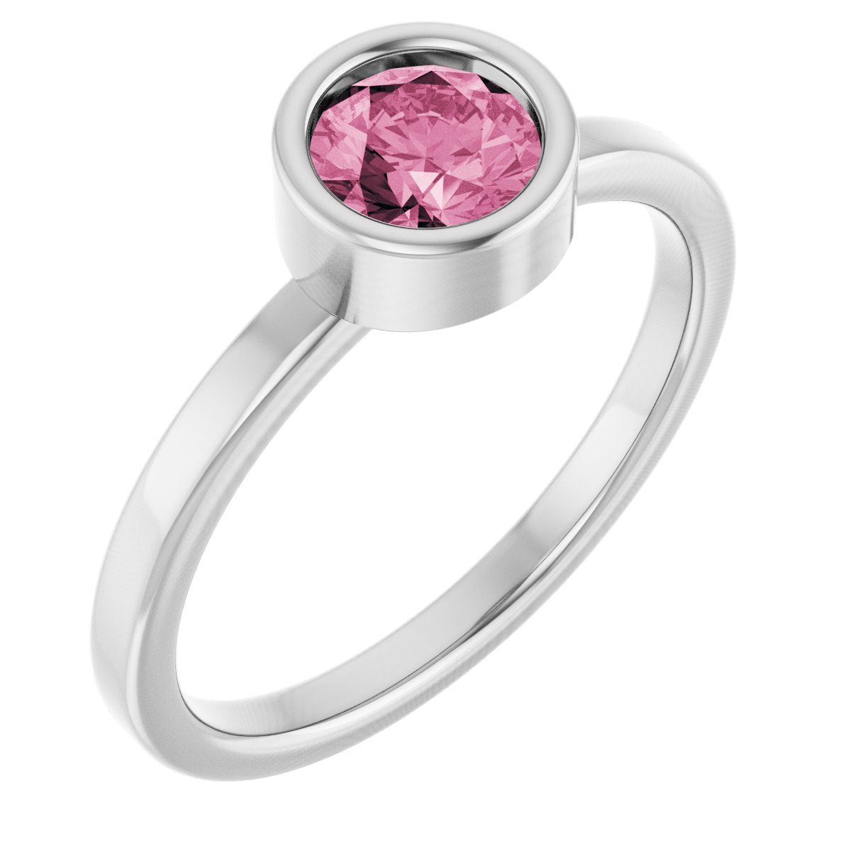 Bezel-Set Solitaire Ring - Natural Pink Tourmaline