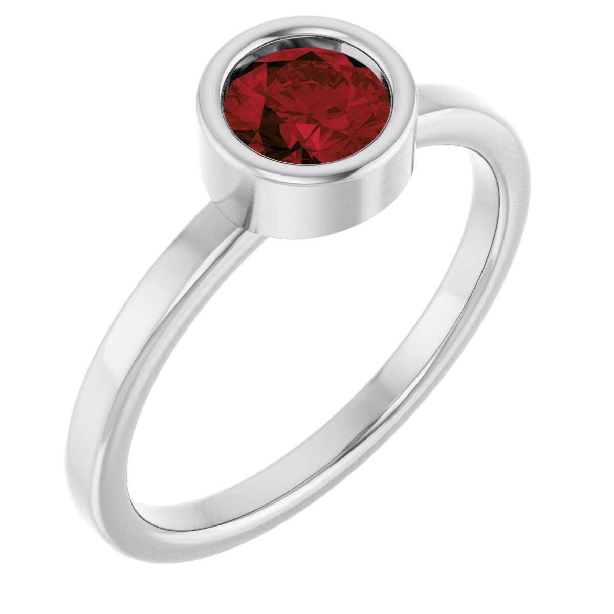 Bezel-Set Natural Garnet Solitaire Ring