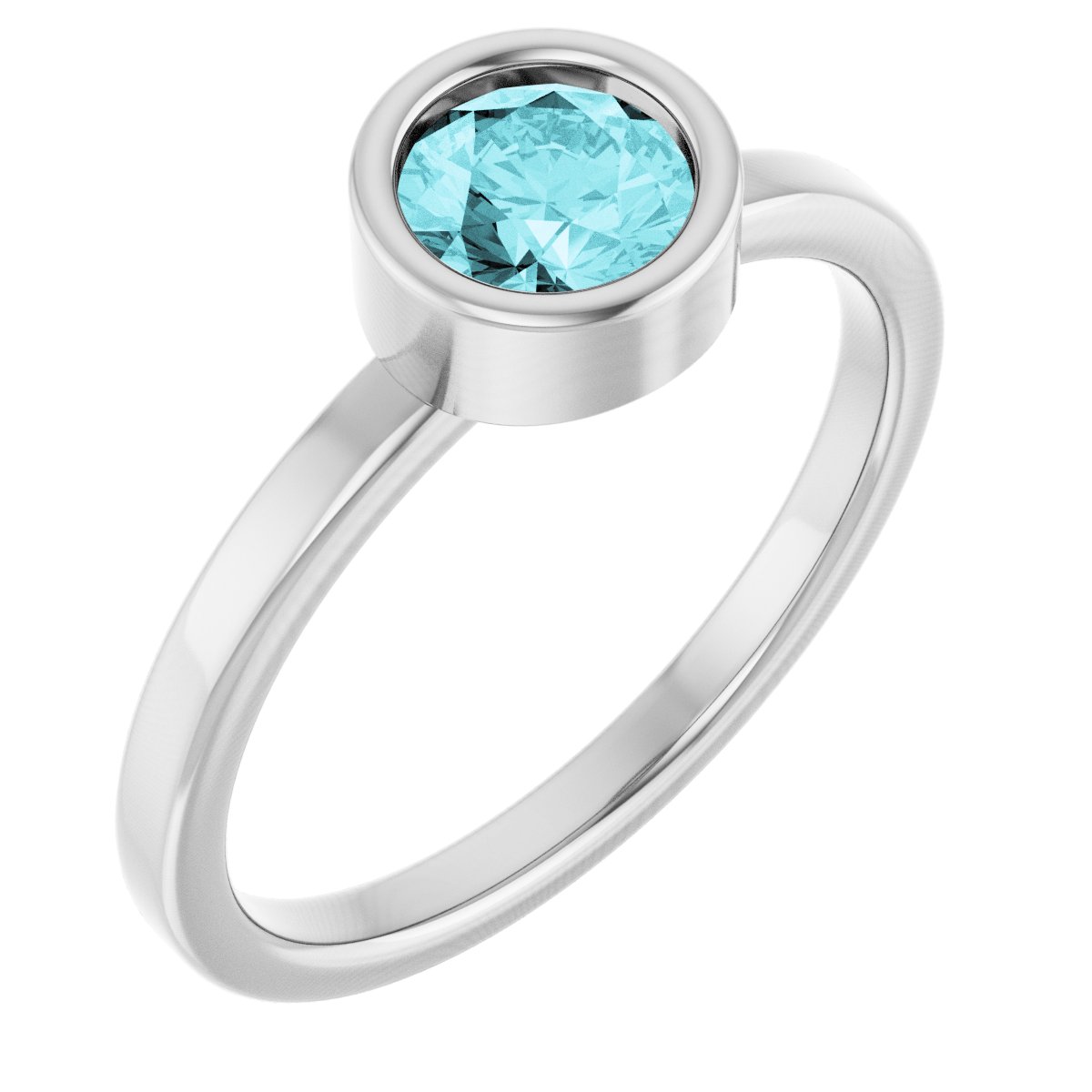 Bezel-Set Solitaire Ring - Natural Blue Zircon