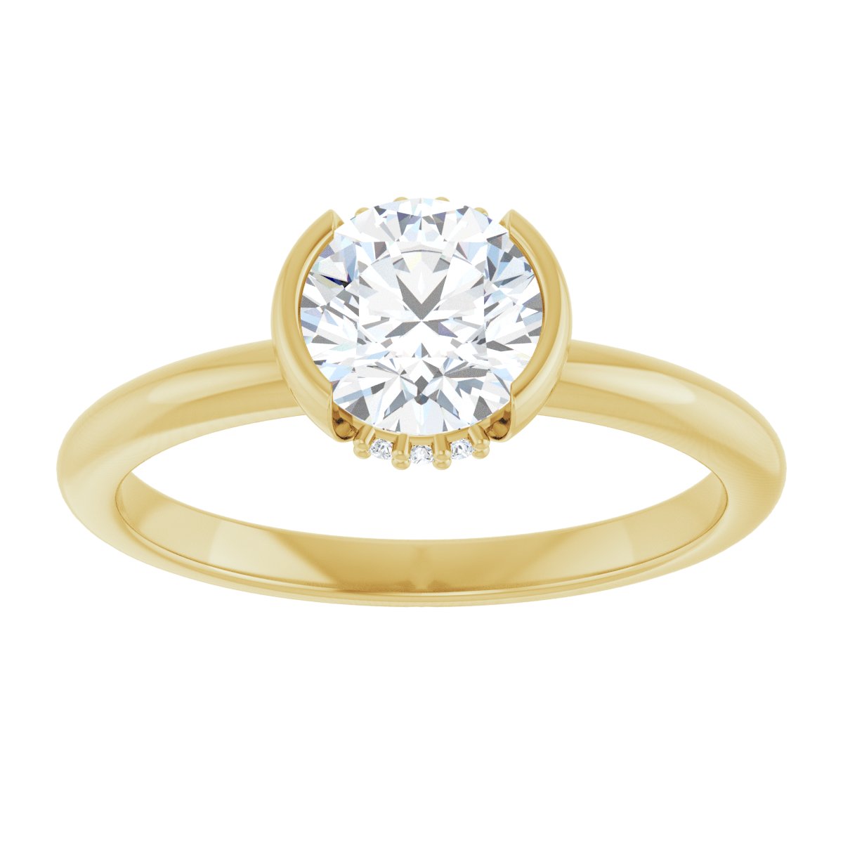 Accented Half Bezel Engagement Ring or Band