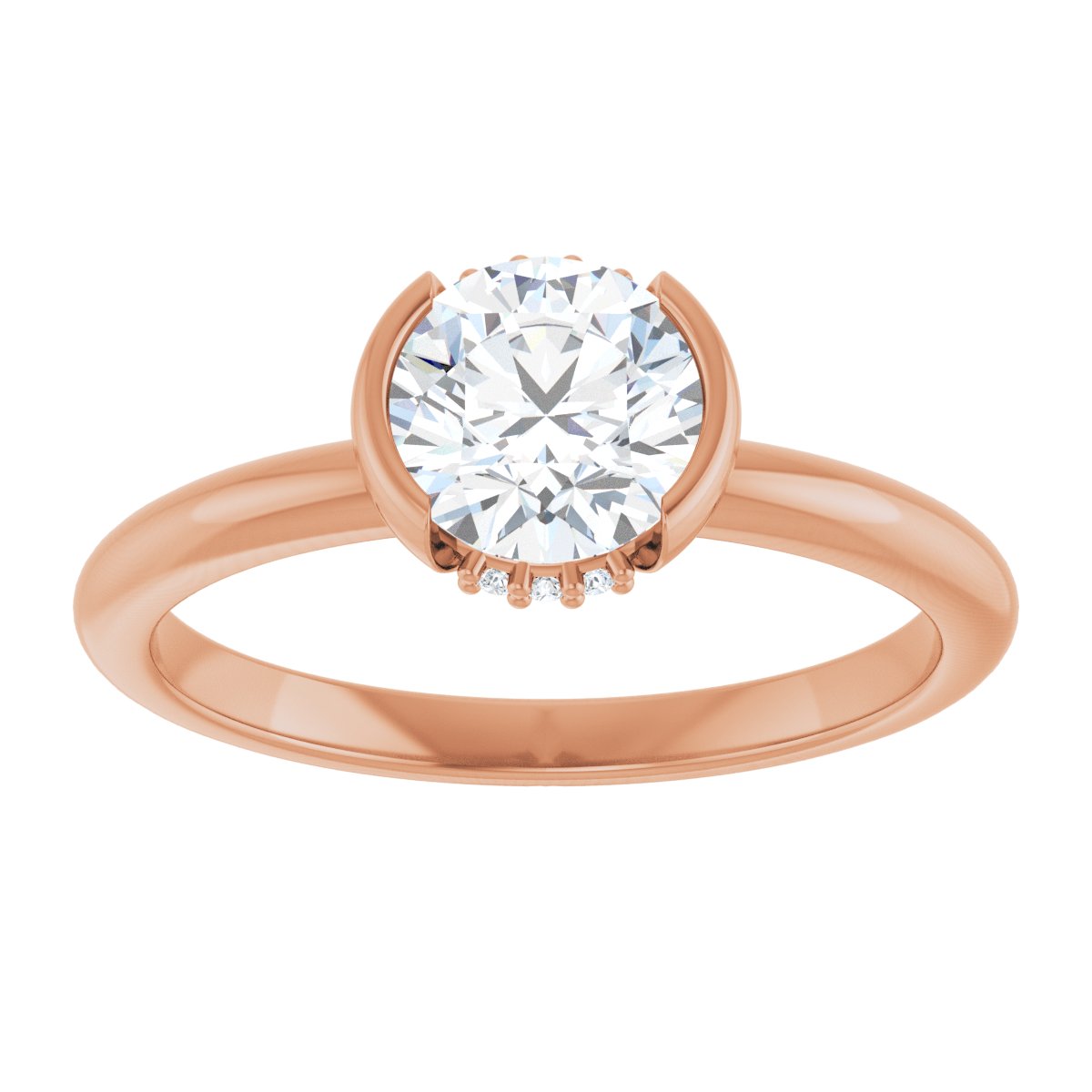 Accented Half Bezel Engagement Ring or Band