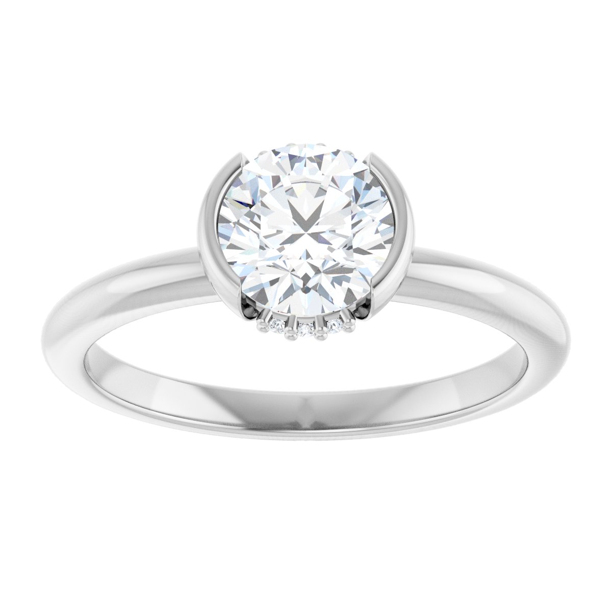 Accented Half Bezel Engagement Ring or Band