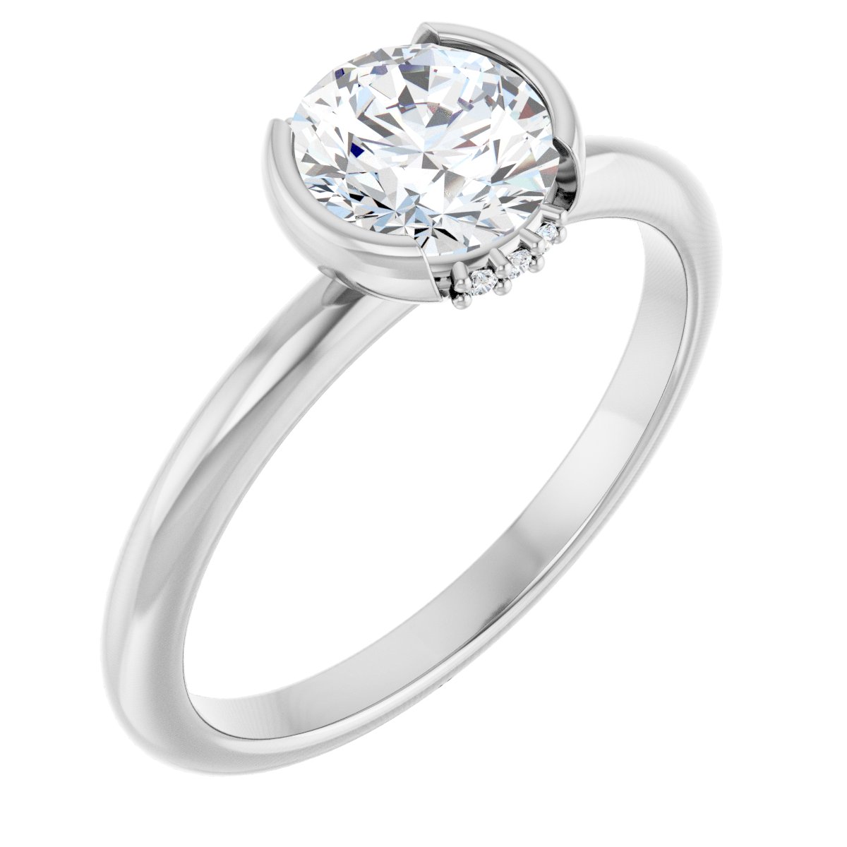 Accented Half Bezel Engagement Ring or Band