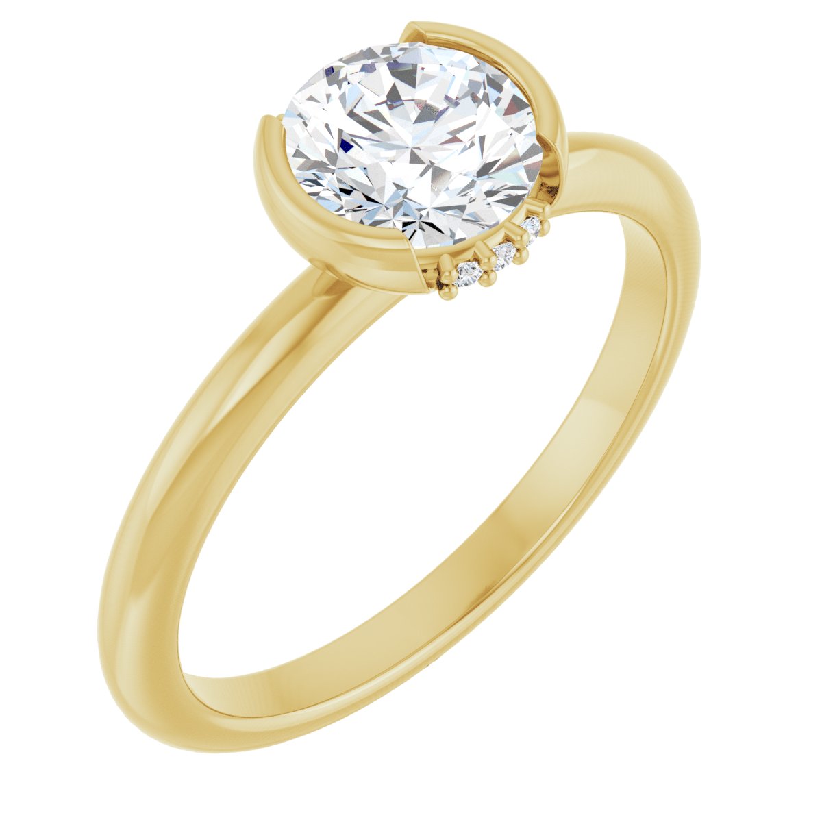 Accented Half Bezel Engagement Ring or Band