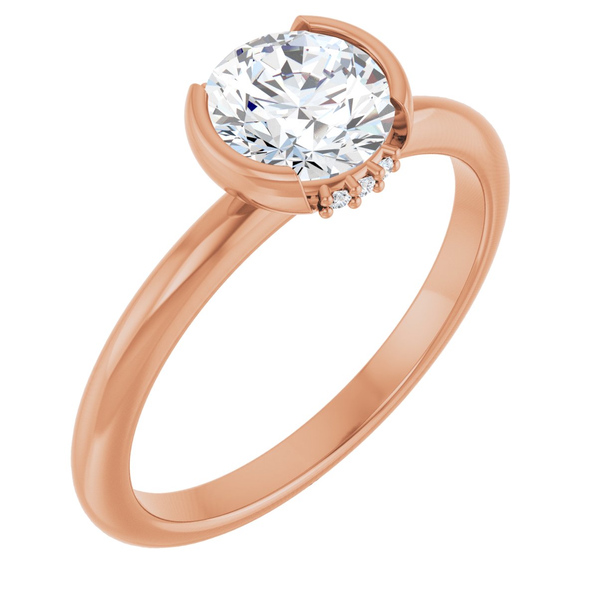 Accented Half Bezel Engagement Ring or Band