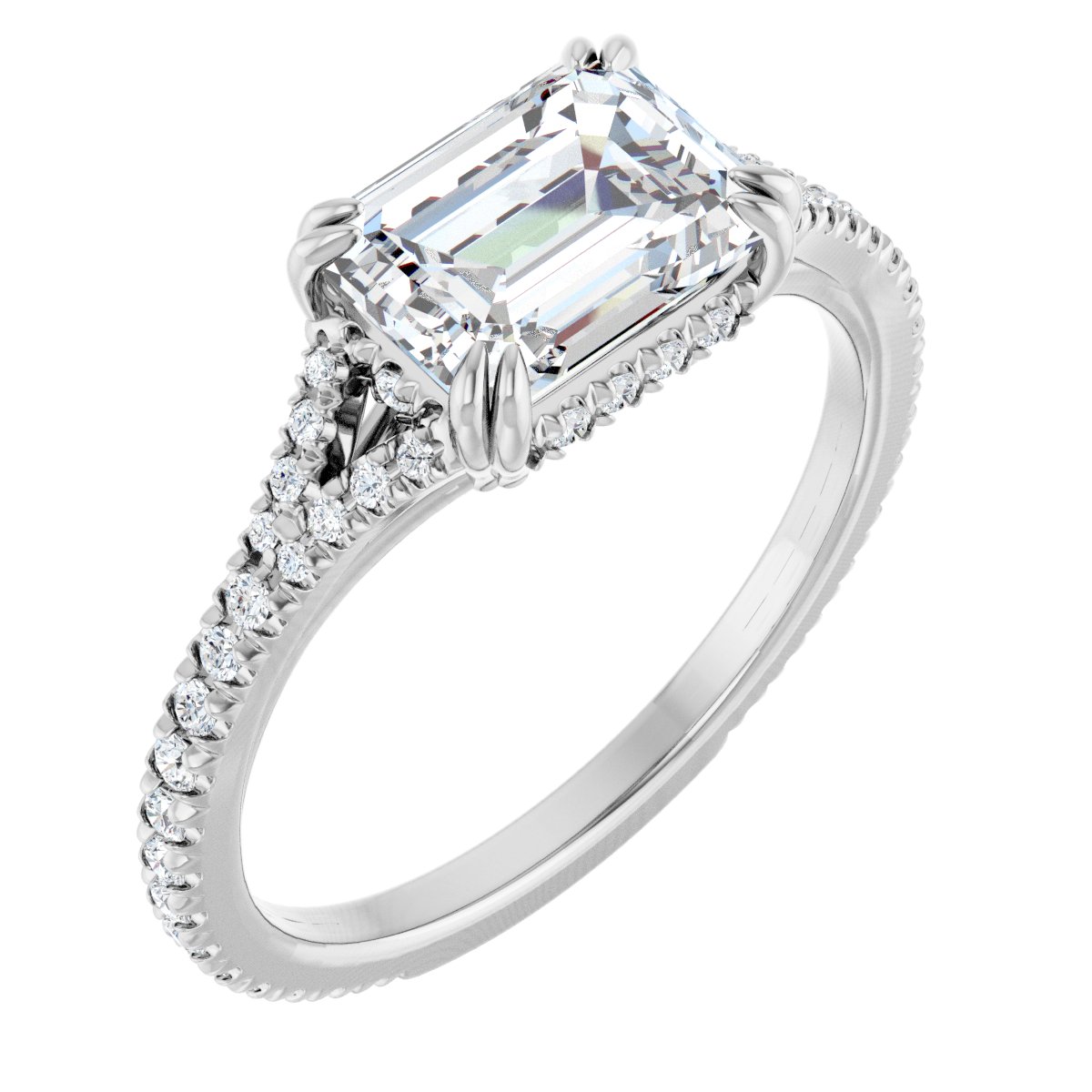 French-Set Accented Engagement Ring or Band