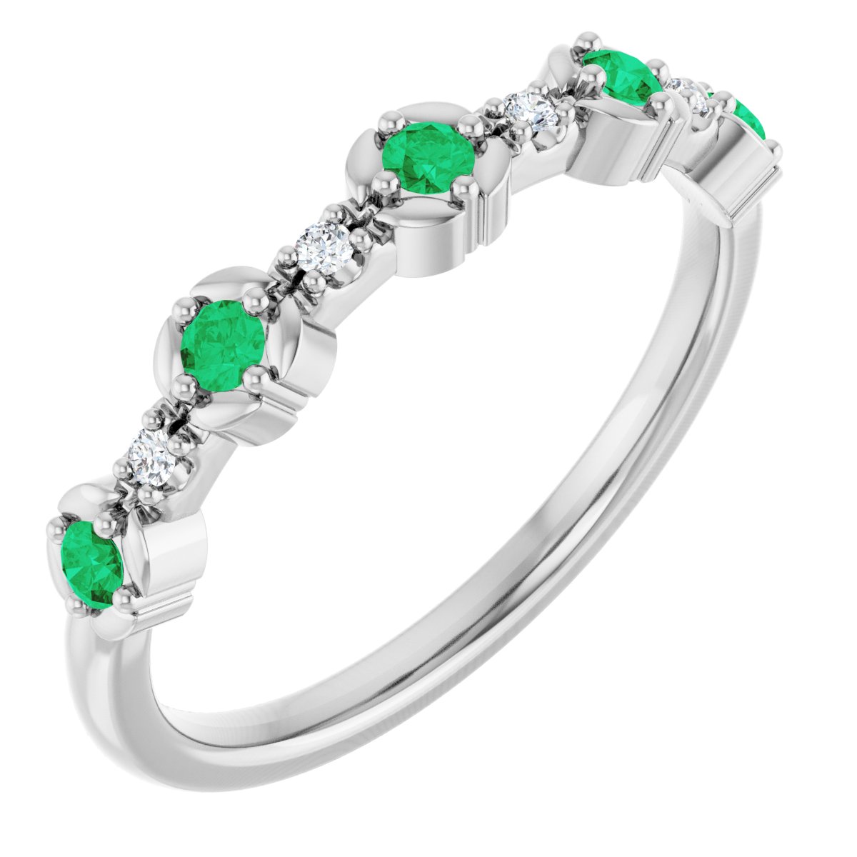 Stackable Ring -  Natural Emerald