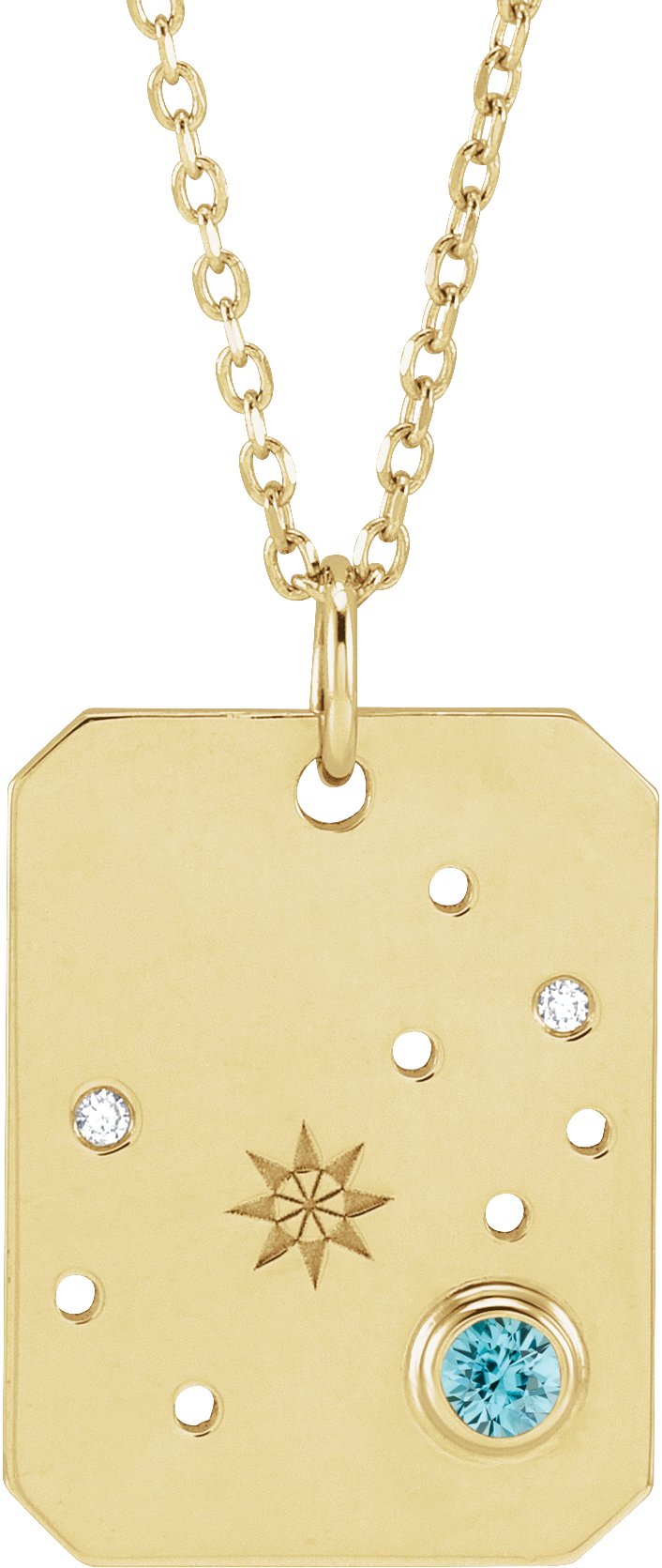 Zodiac Constellation Necklace or Pendant - Natural Blue Zircon