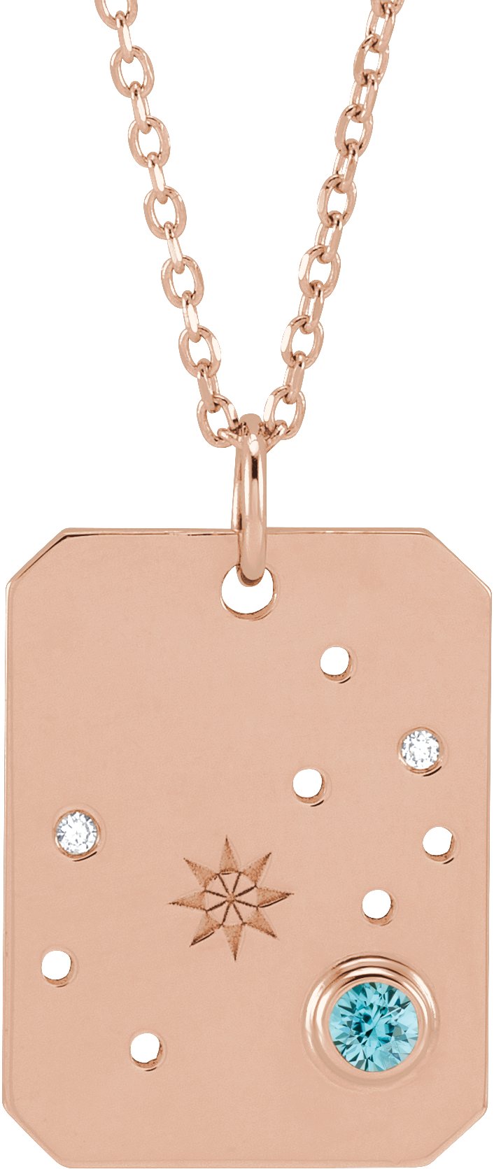 Zodiac Constellation Necklace or Pendant - Natural Blue Zircon
