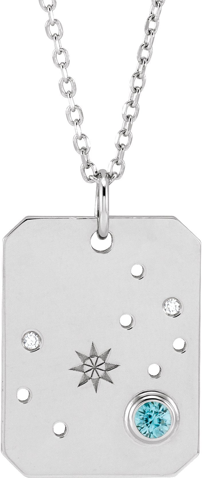 Zodiac Constellation Necklace or Pendant - Natural Blue Zircon