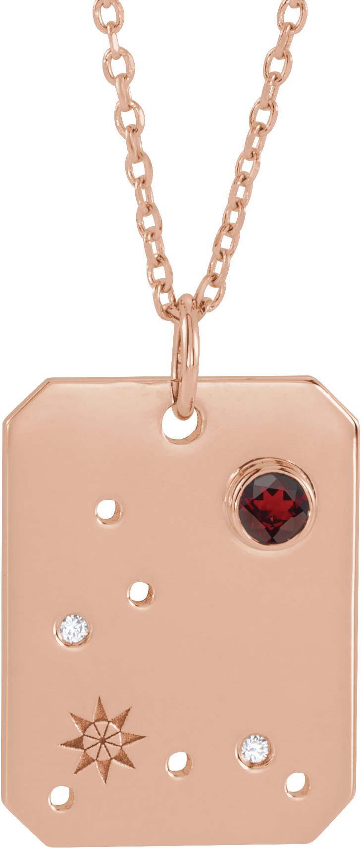 Zodiac Constellation Necklace or Pendant - Natural Mozambique Garnet