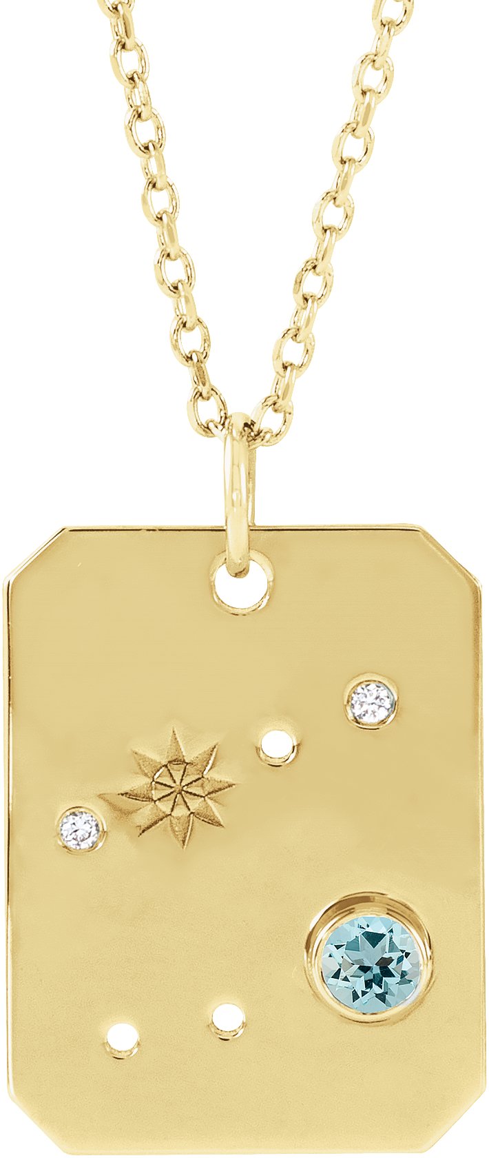 Zodiac Constellation Necklace or Pendant - Natural Aquamarine