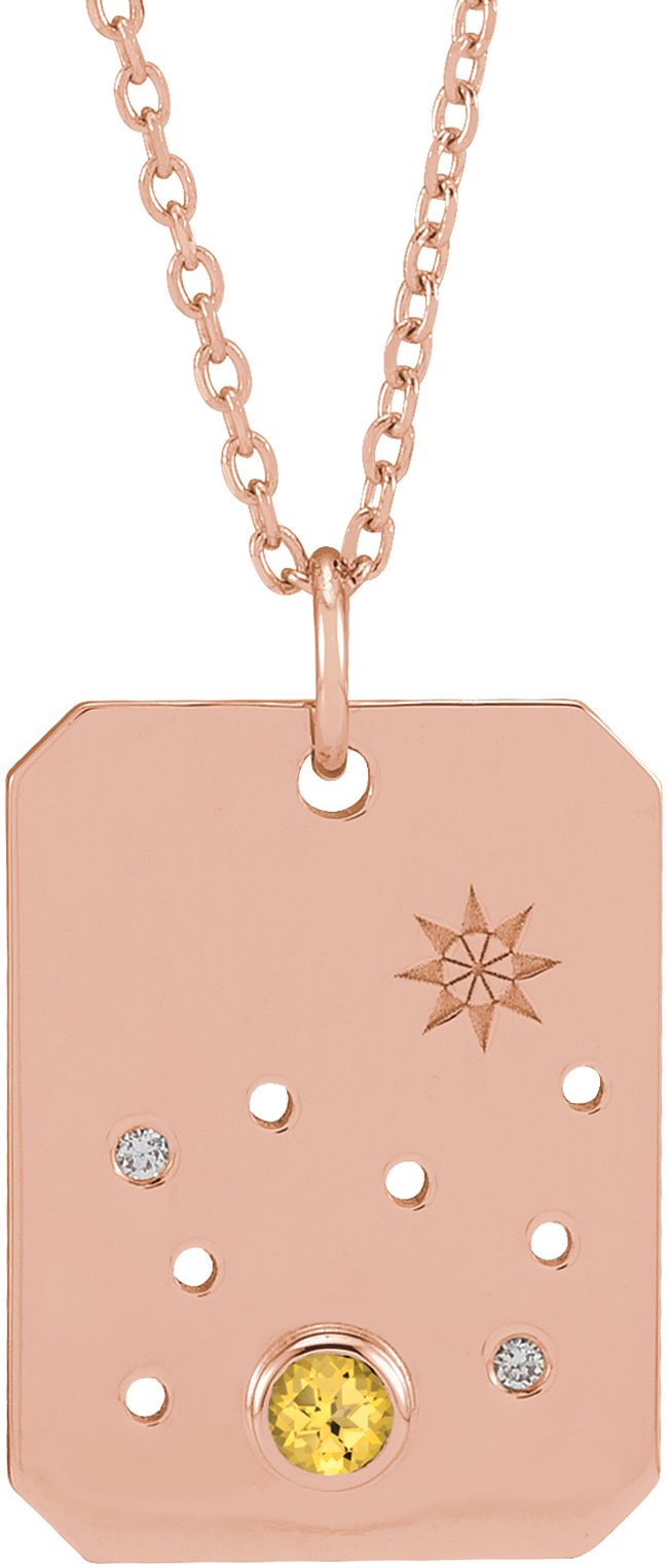 Zodiac Constellation Necklace or Pendant - Natural Citrine