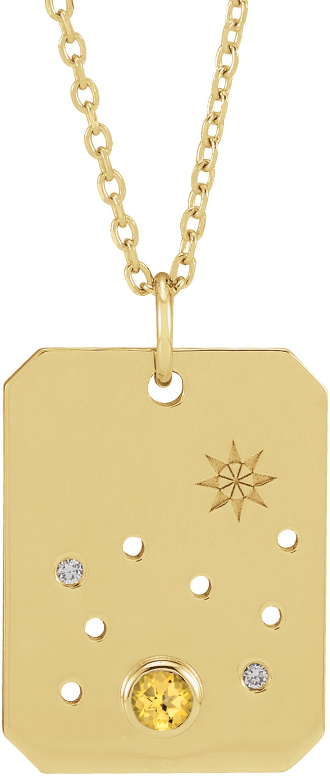 Zodiac Constellation Necklace or Pendant - Natural Citrine