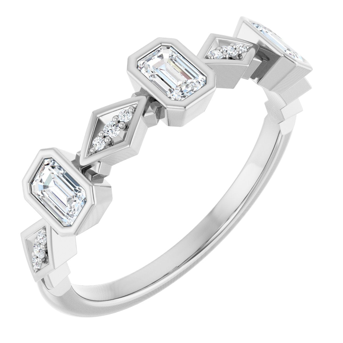 Emerald Cut Diamond Anniversary Band