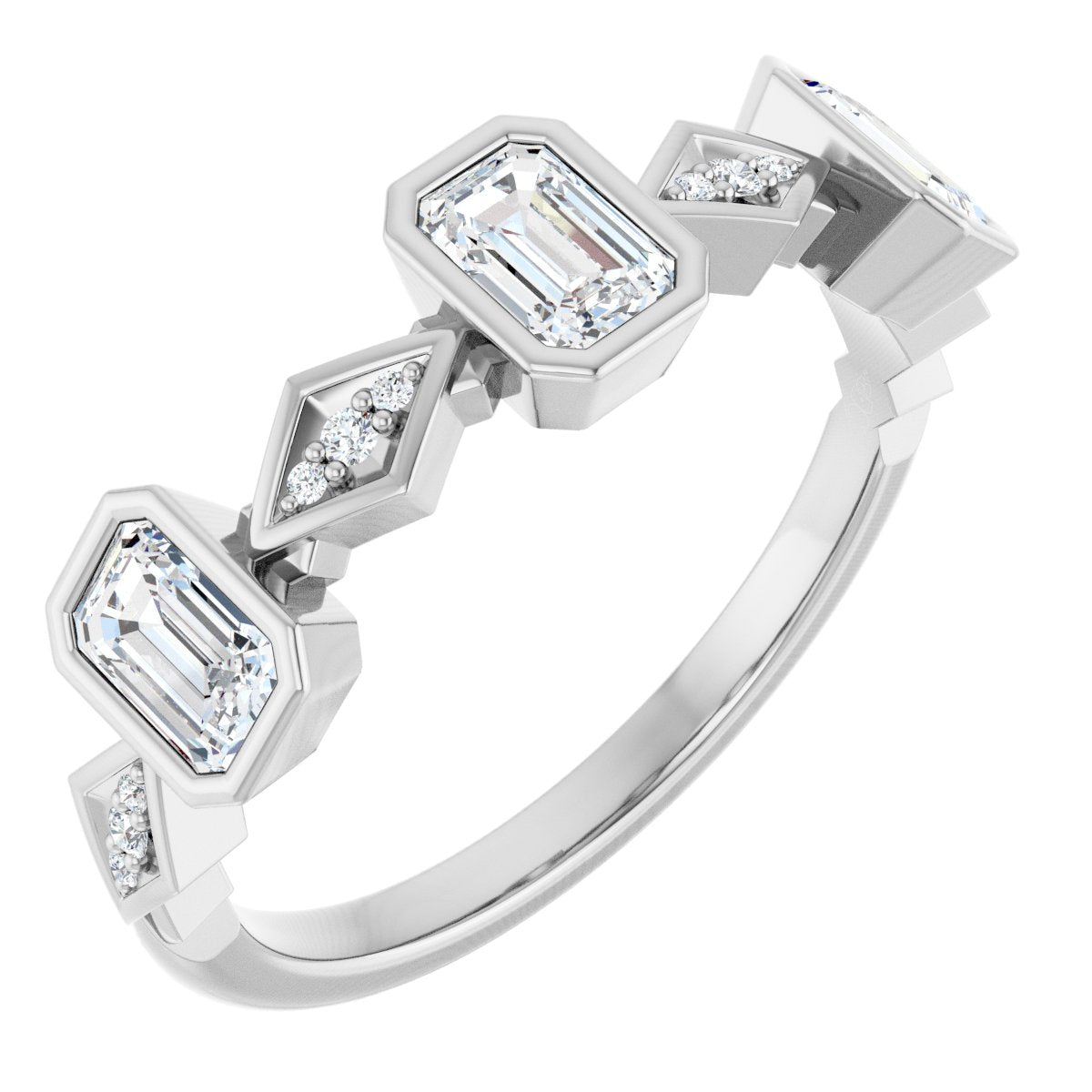 Emerald Cut Diamond Anniversary Band