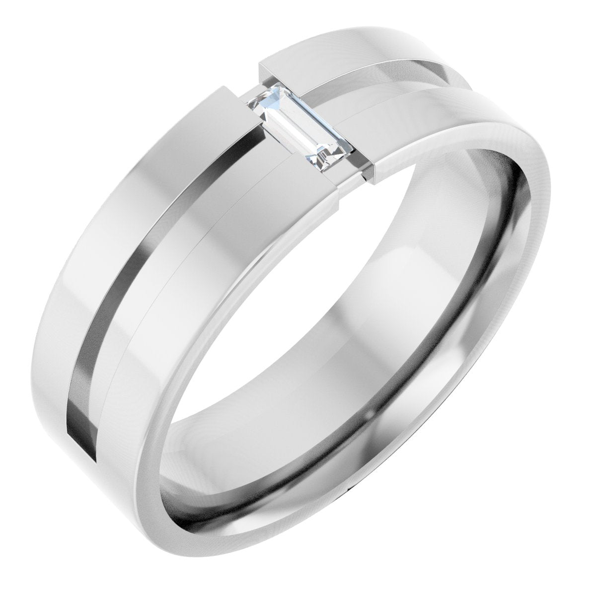 Accented Band - Straight Baguette