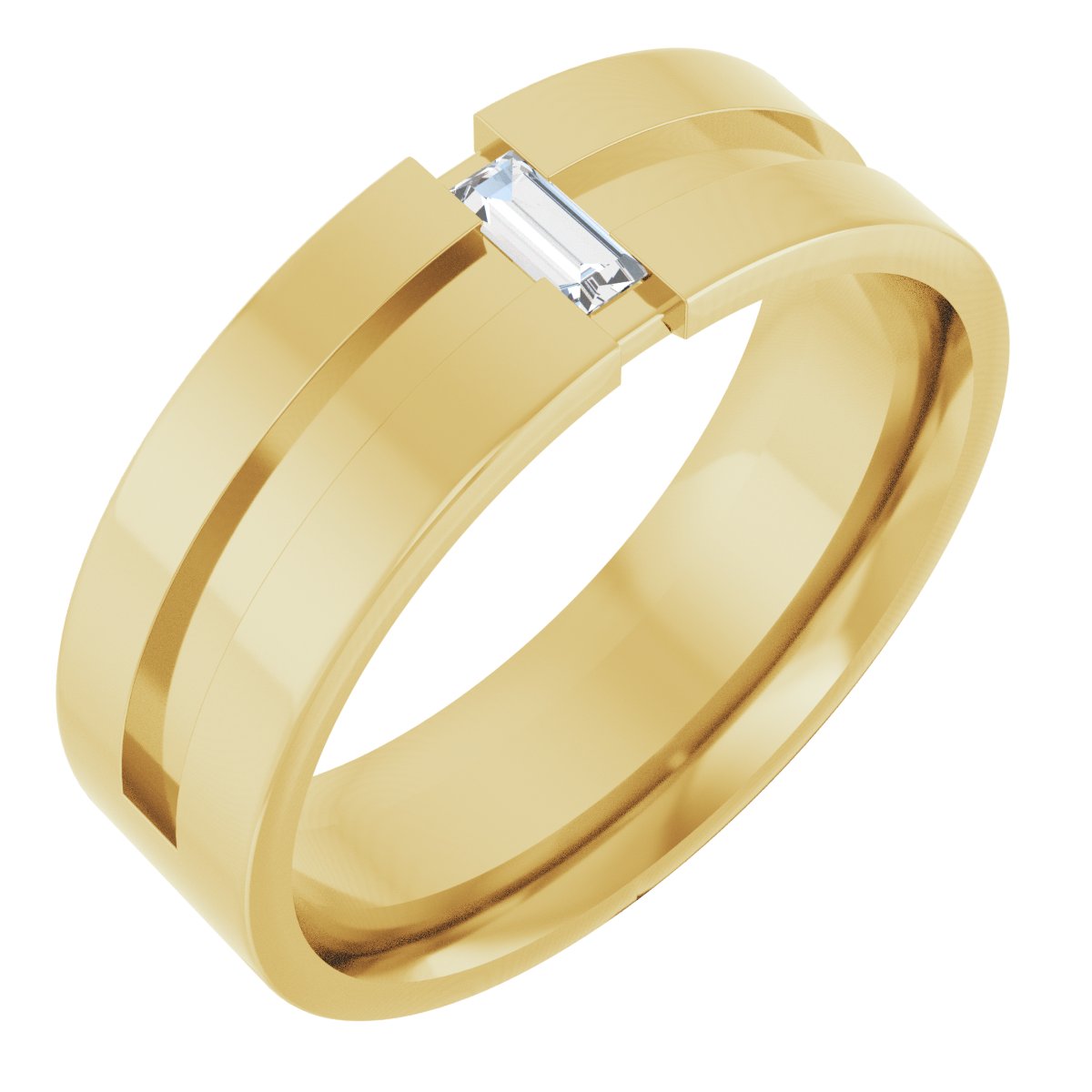 Accented Band - Straight Baguette