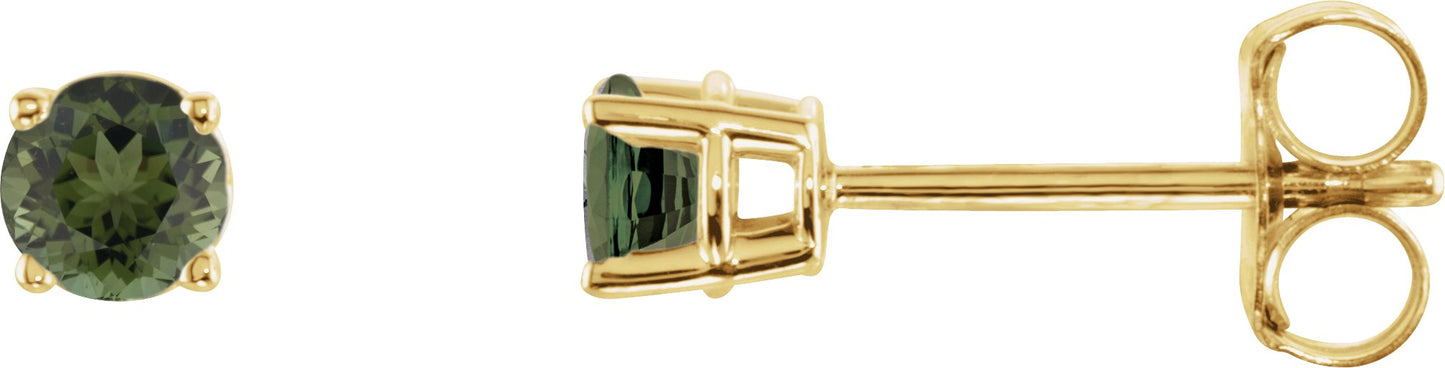 Green Tourmaline Stud Earrings