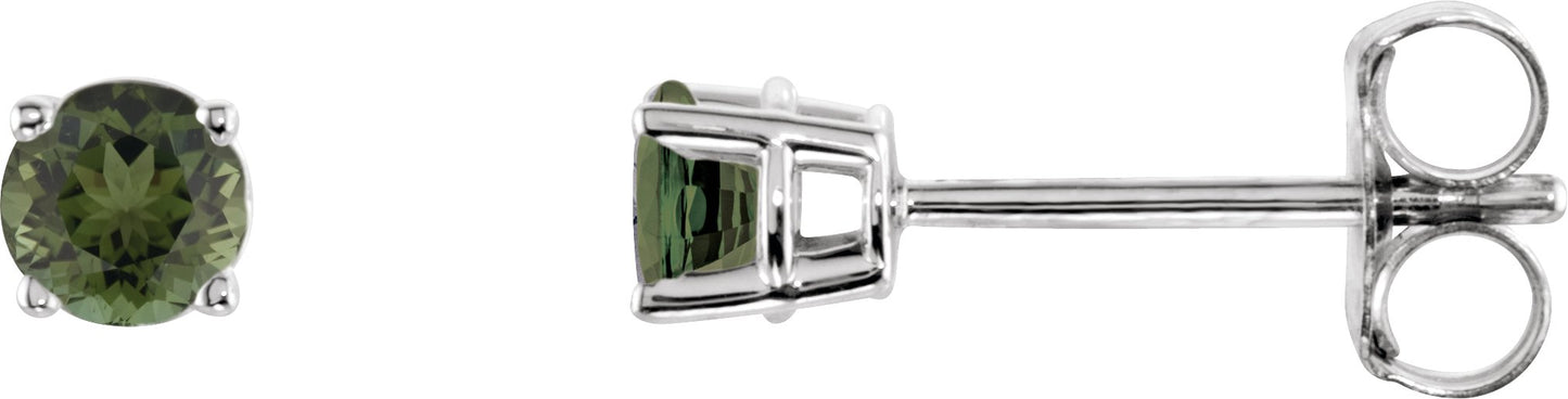 Green Tourmaline Stud Earrings