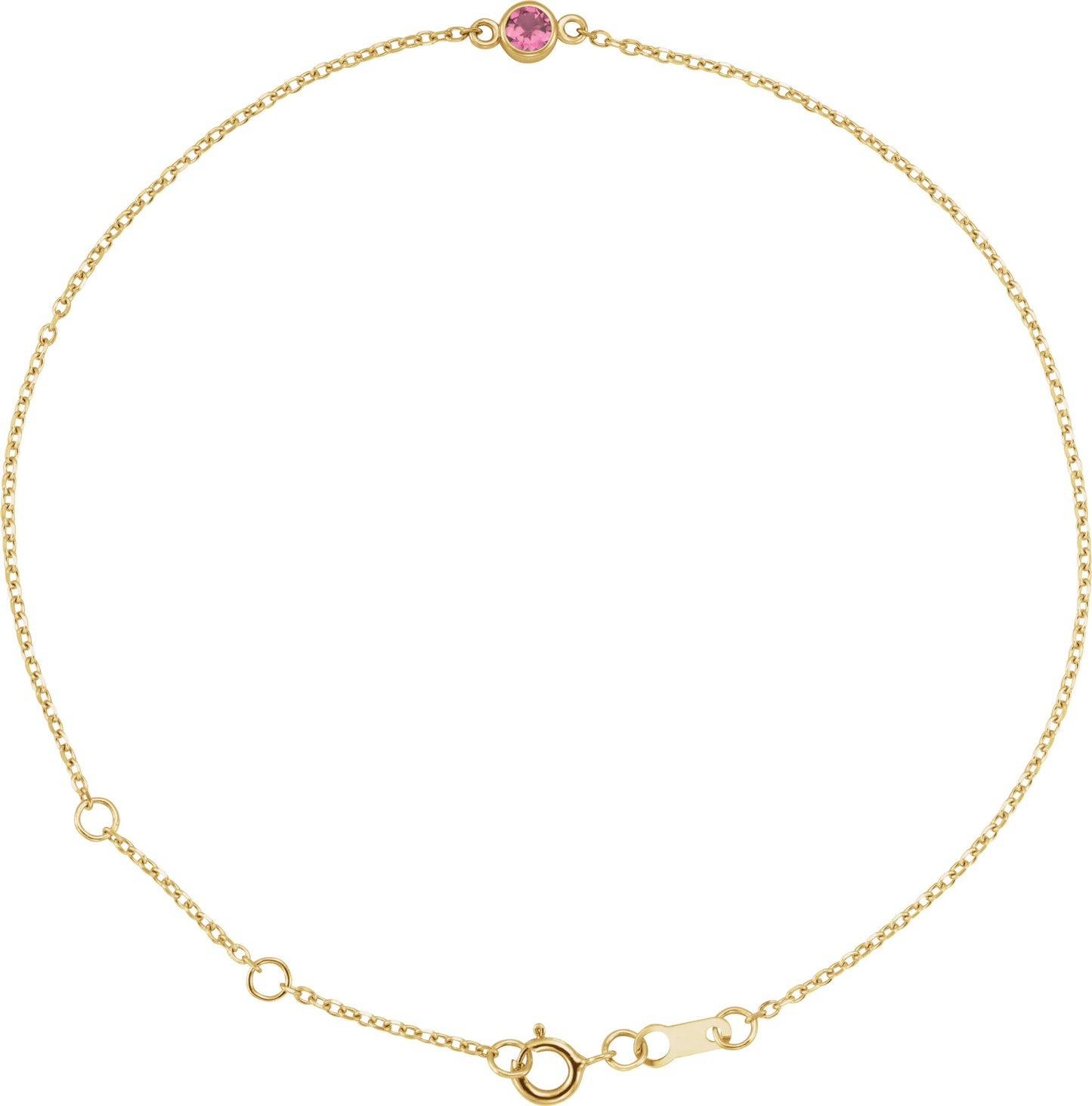 Bezel-Set Natural Pink Tourmaline Link Bracelet