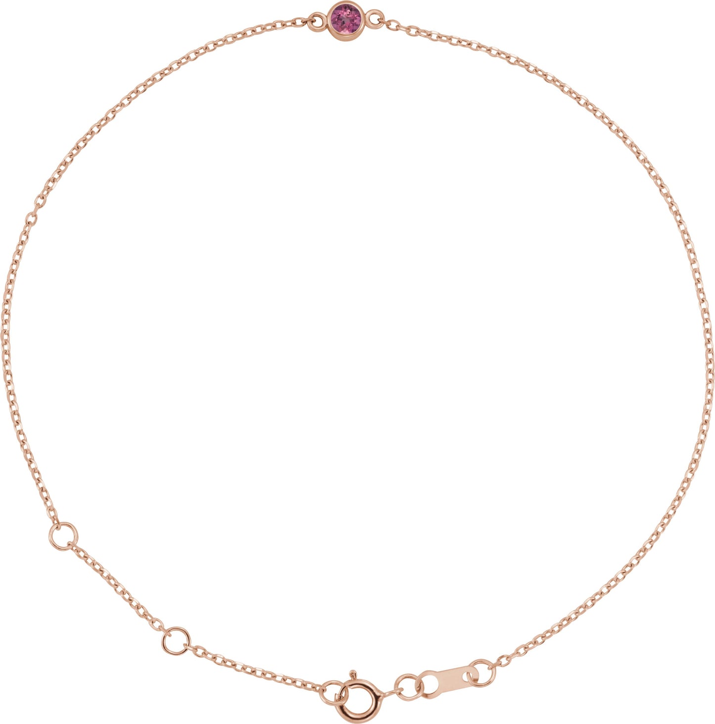 Bezel-Set Natural Pink Tourmaline Link Bracelet