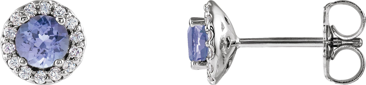 Tanzanite Halo Earrings