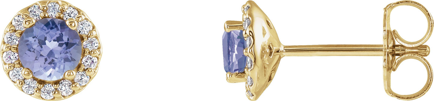 Tanzanite Halo Earrings