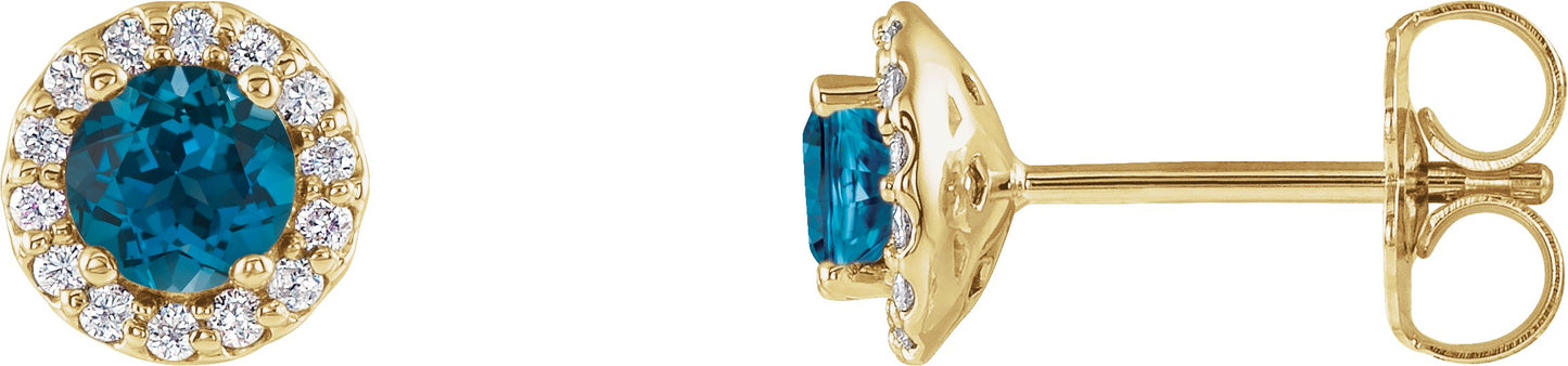 London Blue Topaz Halo-Style Earrings