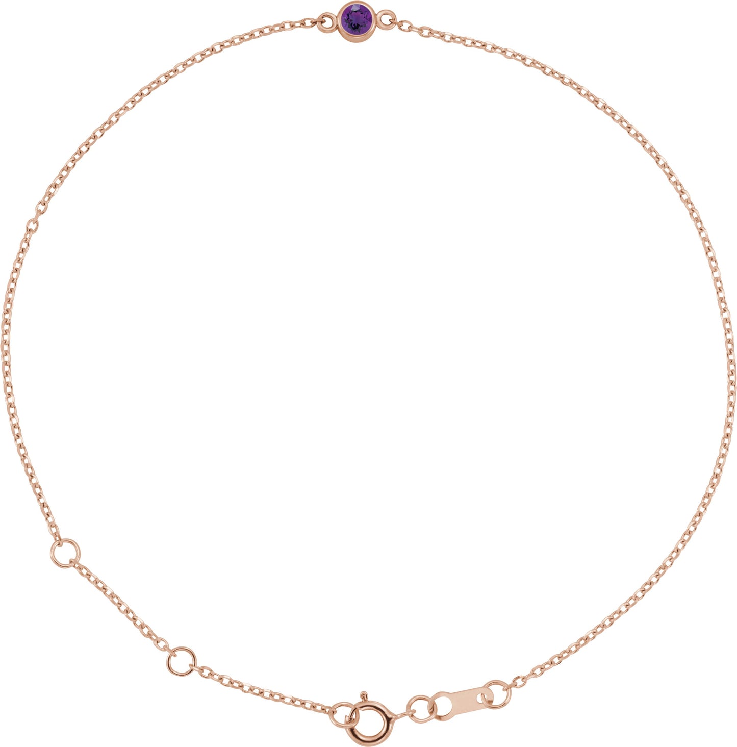 Bezel-Set Natural Amethyst Link Bracelet
