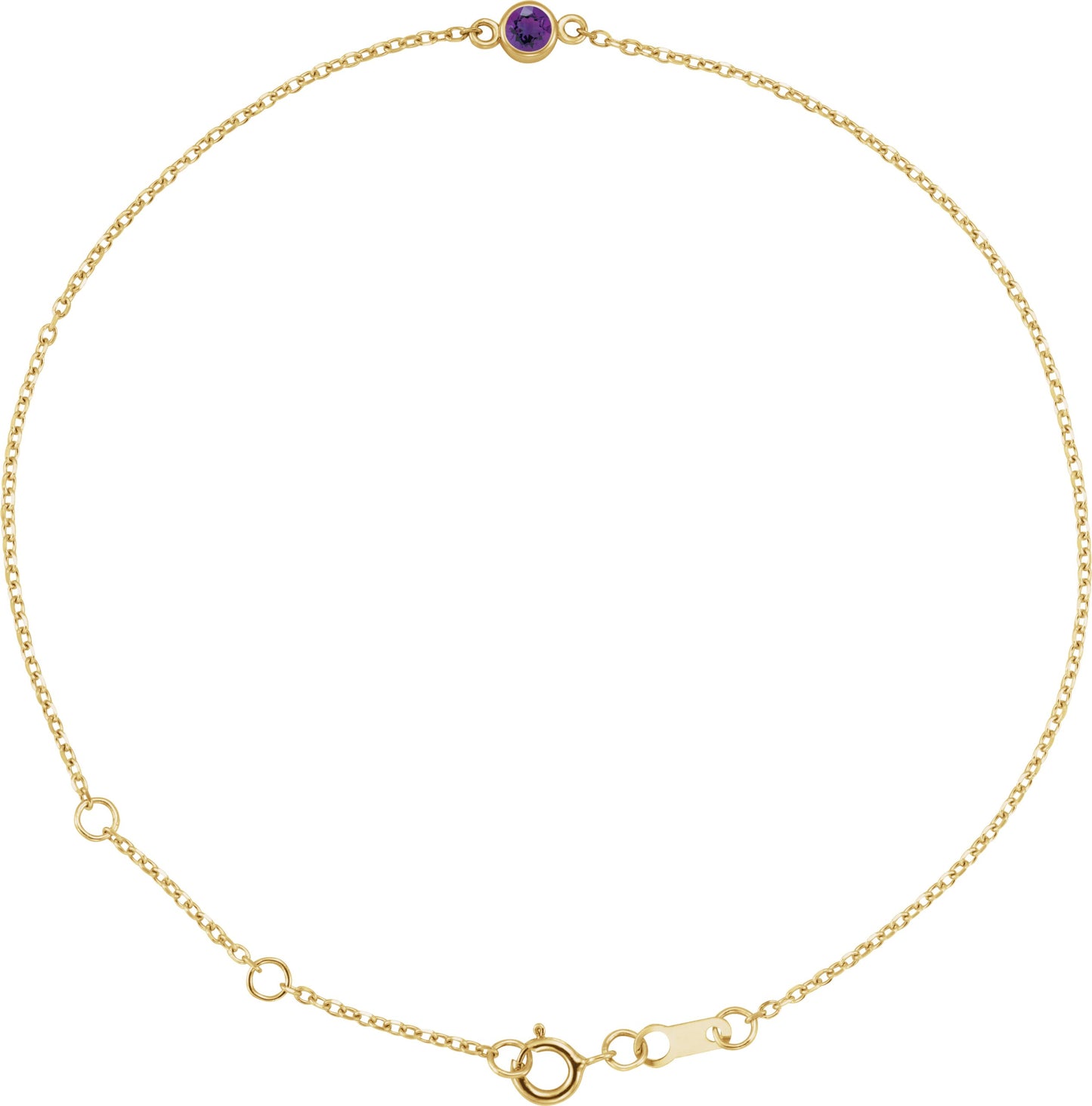 Bezel-Set Natural Amethyst Link Bracelet