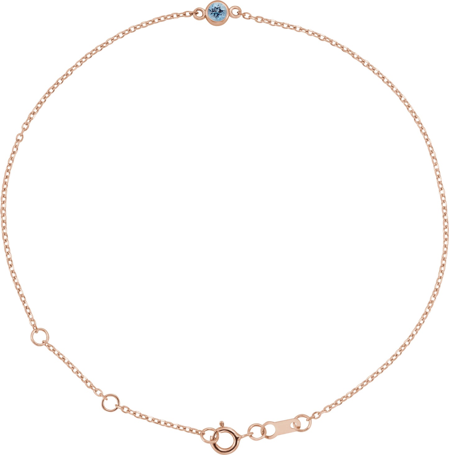 Bezel-Set Natural Aquamarine Link Bracelet