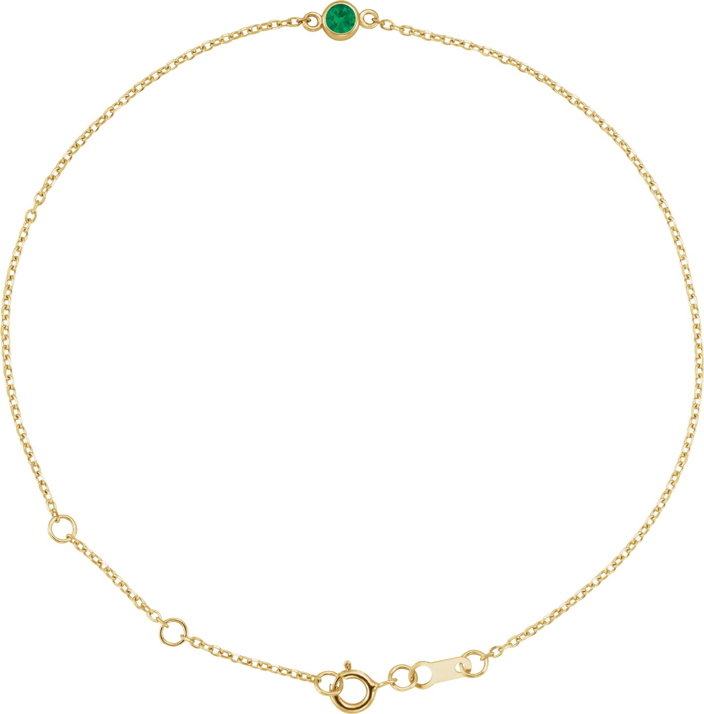 Bezel-Set Natural Emerald Link Bracelet