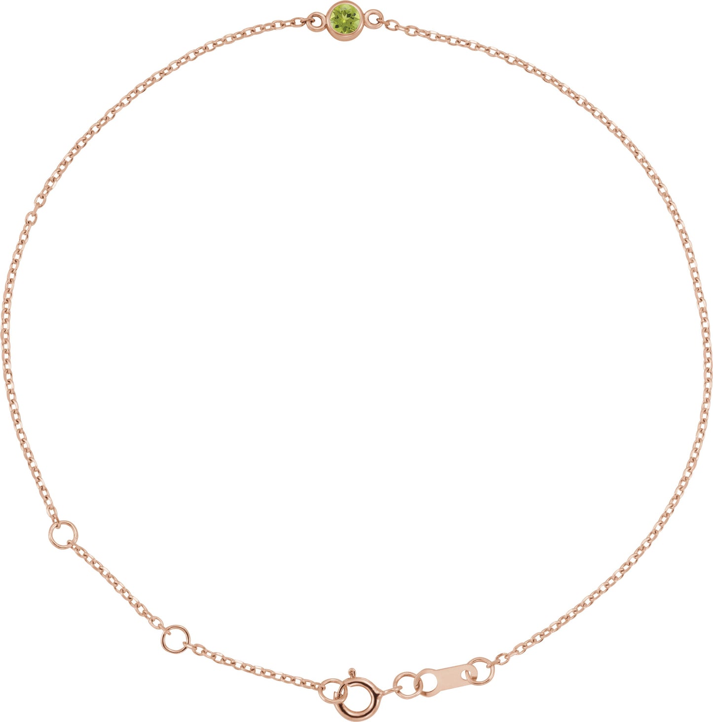 Bezel-Set Natural Peridot Link Bracelet