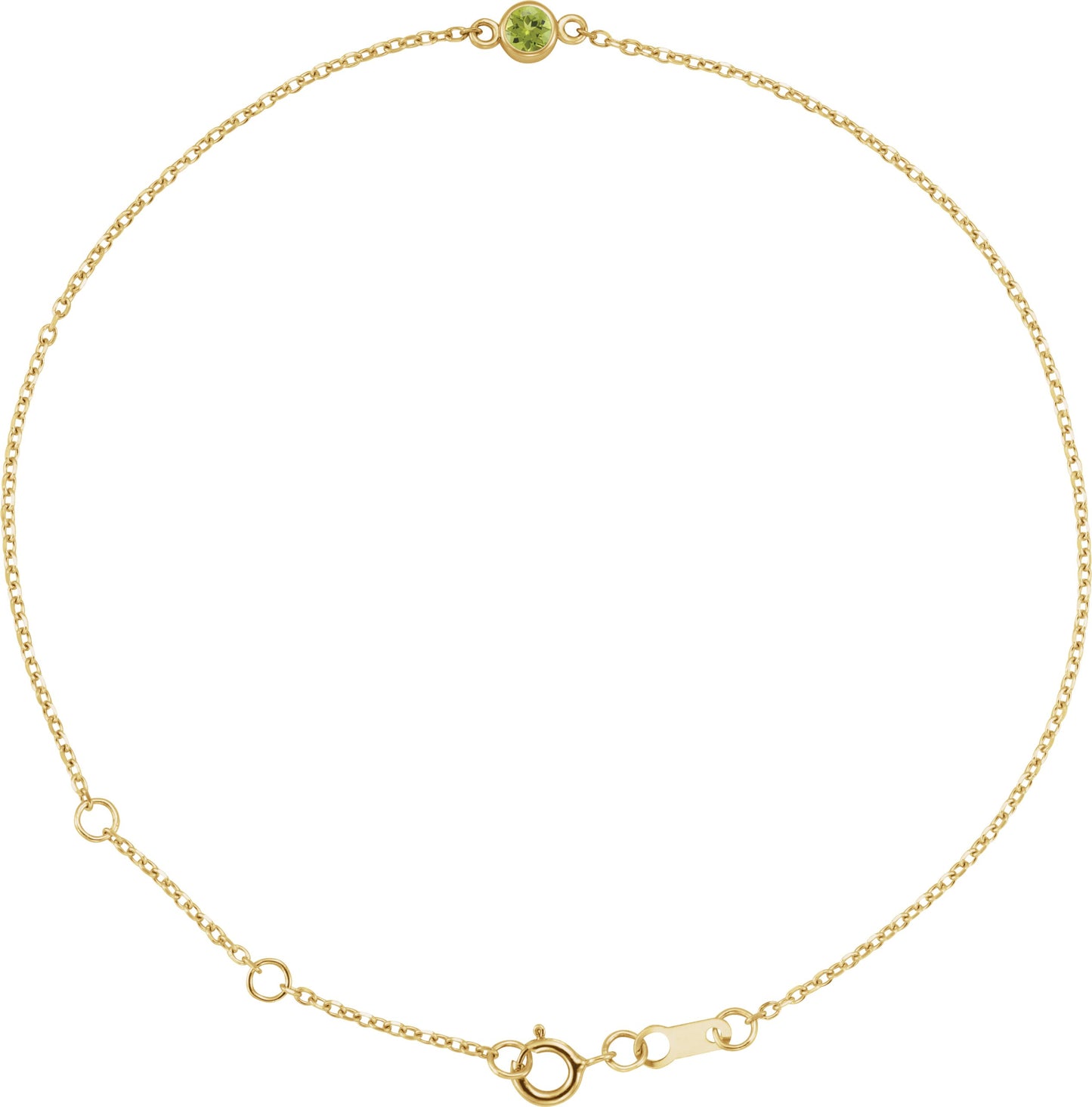 Bezel-Set Natural Peridot Link Bracelet