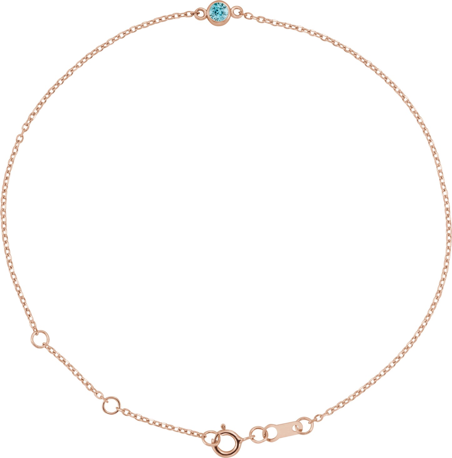 Bezel-Set Natural Blue Zircon Link Bracelet