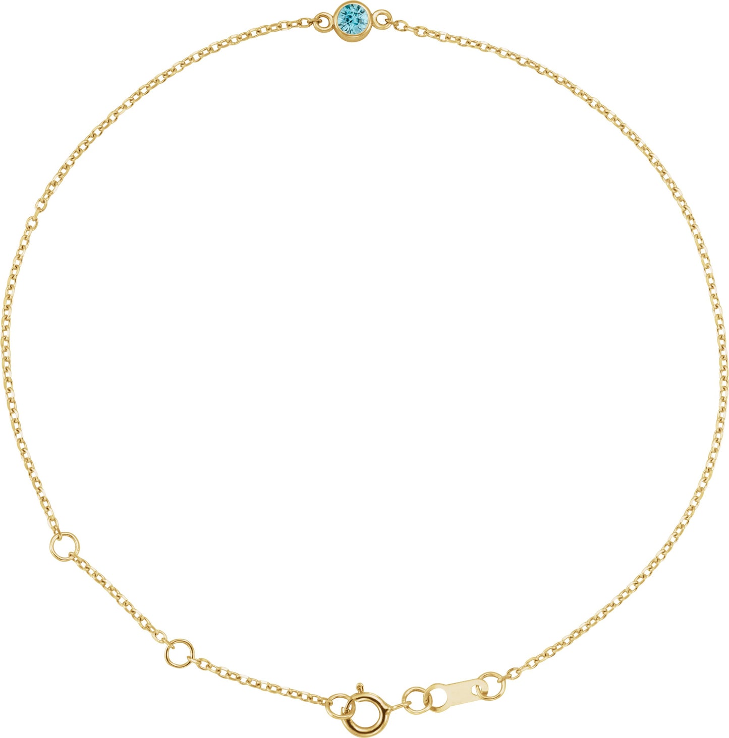 Bezel-Set Natural Blue Zircon Link Bracelet