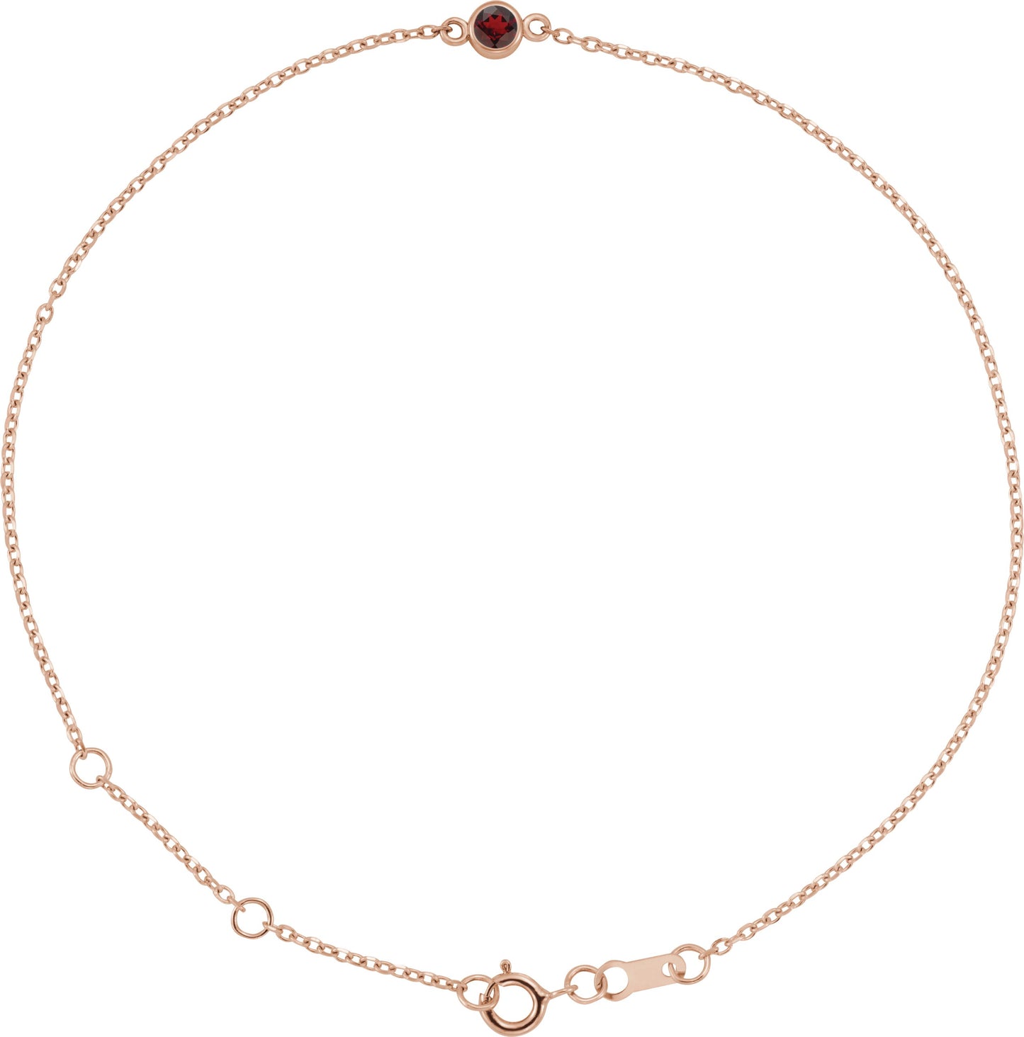 Bezel-Set Natural Garnet Link Bracelet