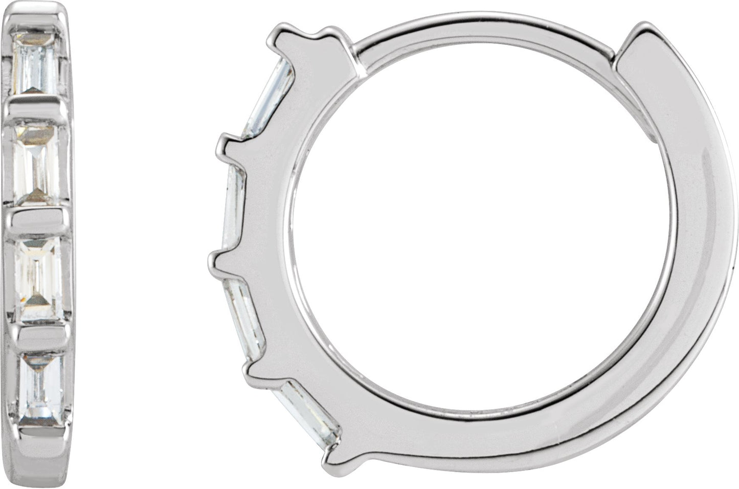 Baguette Huggie Earrings - Natural Diamond