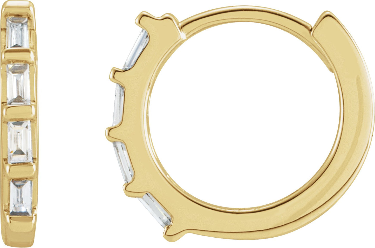 Baguette Huggie Earrings - Natural Diamond