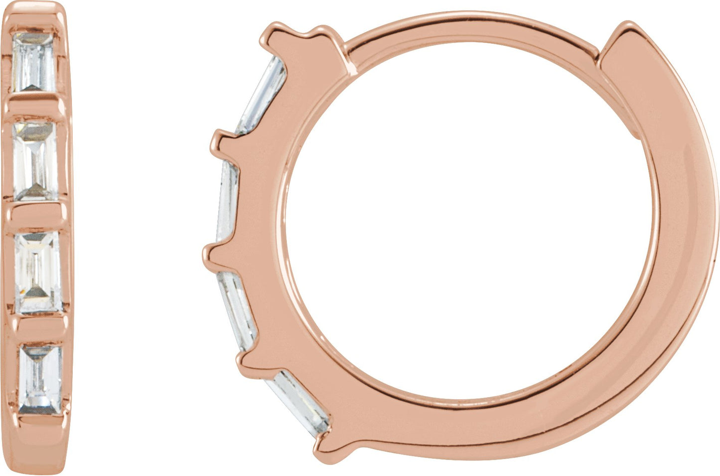 Baguette Huggie Earrings - Natural Diamond